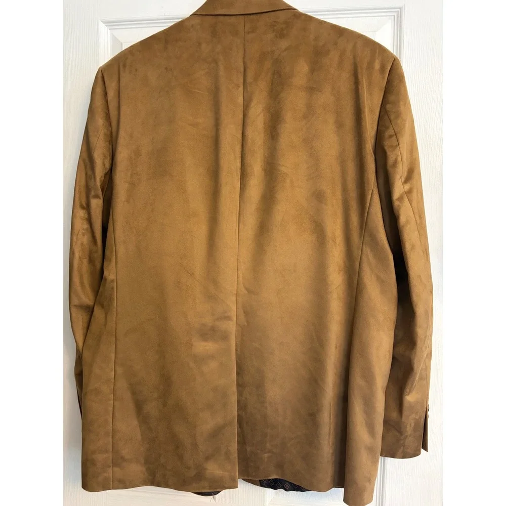 Lauren Ralph Lauren 46L Faux‎ Suede Blazer Tan Camel Sport Coat 2 Button Classic
